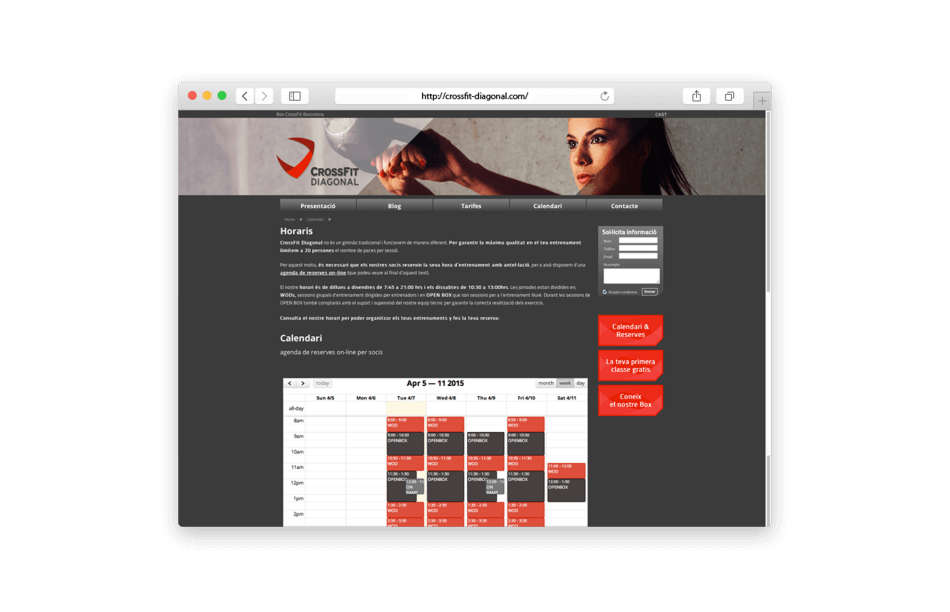 branding crossfit diagonal barcelona web calendario horario 950x612 - Proyecto global de comunicaci&oacute;n para CrossFit Diagonal