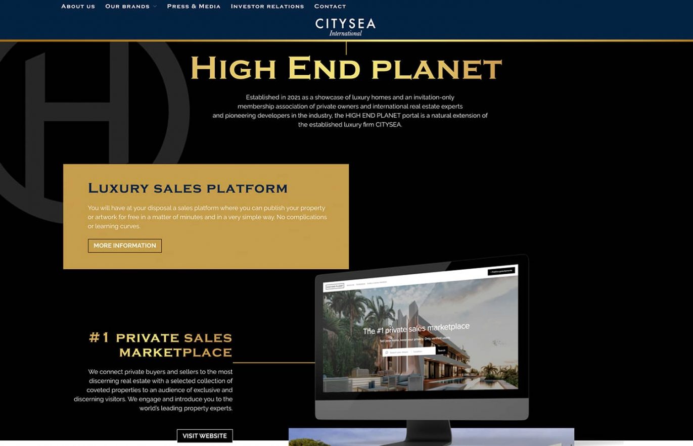 webpage para inmobiliaria de lujo